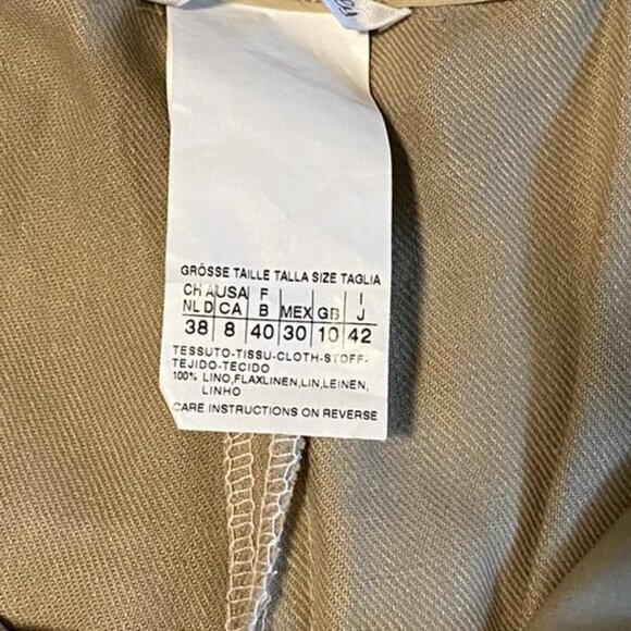 Max Mara Tan Linen Pants Women's Size 8 - Picture 7 of 8